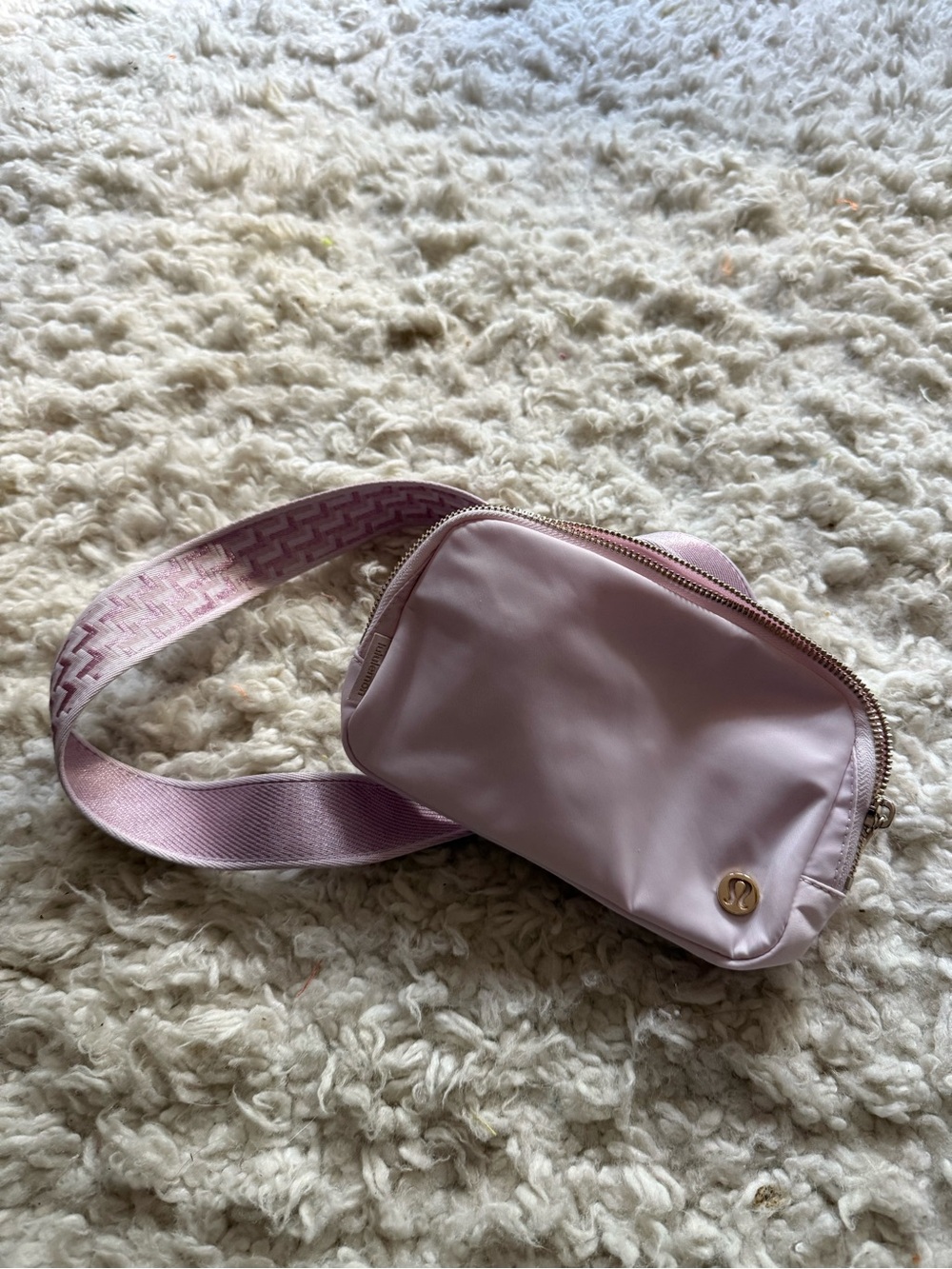 lululemon athletica Light Pink Crossbody Belt Bag with Gold Logo